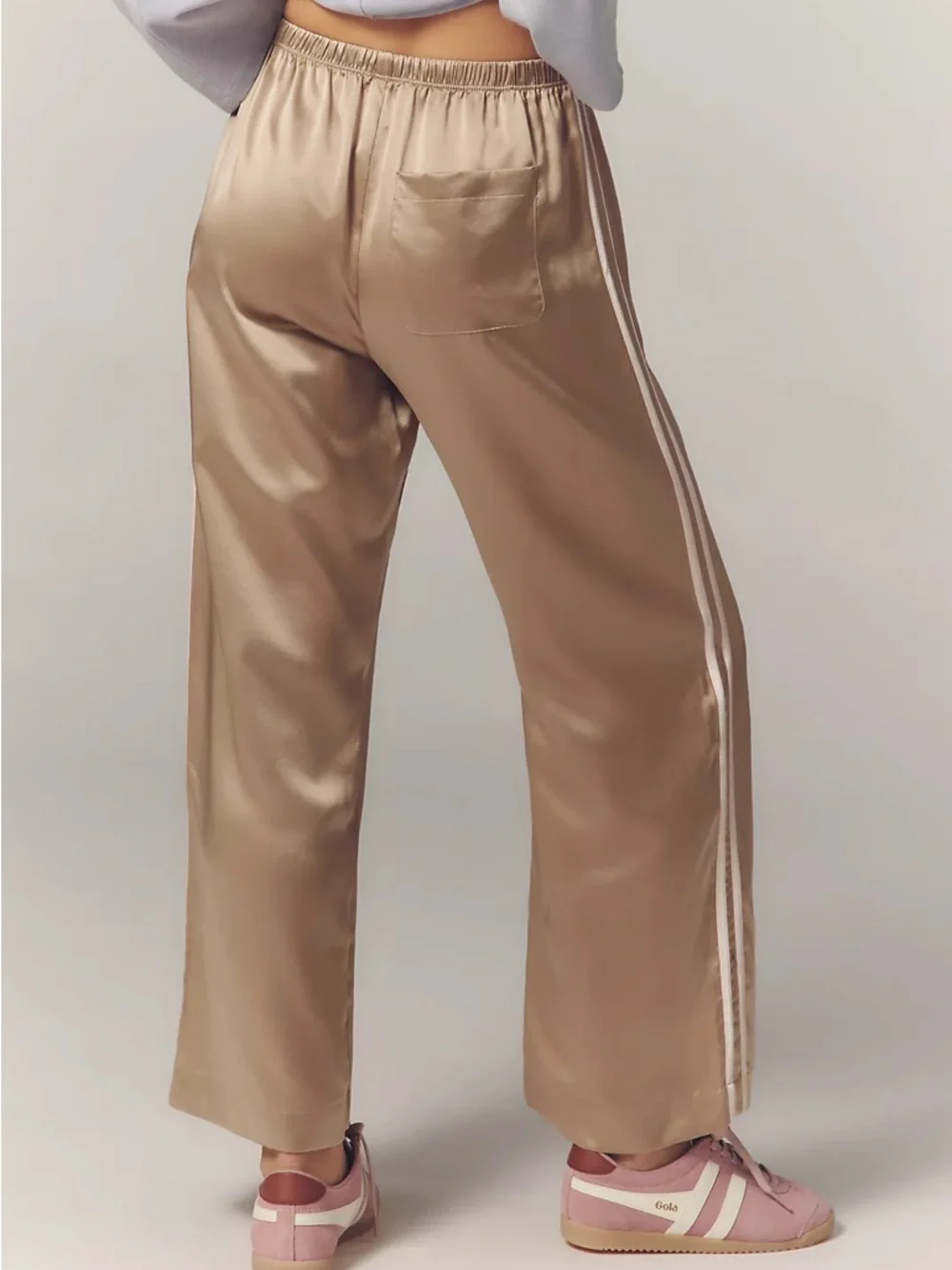 DONNI The Silk Stripe Crop Pull-on Pants In Brown - Tan / Pink - XS - NWT - Picture 3 of 8